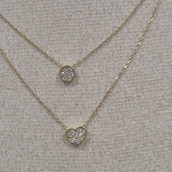 Gold Heart and Circle Pendant Necklace